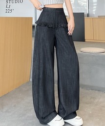 フリルリラックスデニムパンツ