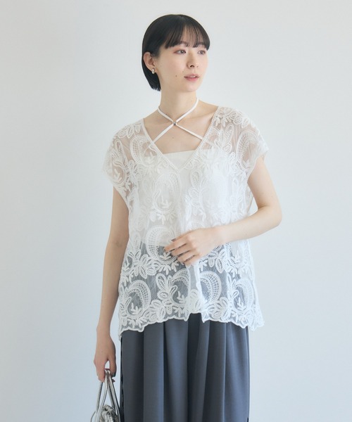 Paradise Picnic(パラダイスピクニック)の「【2WAY】かぎ編みフレンチブラウス(シャツ/ブラウス・レディース・ホワイト/ブラック・FREE)」の5枚目の写真