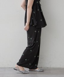 【SETUP】花刺繍イージーパンツ