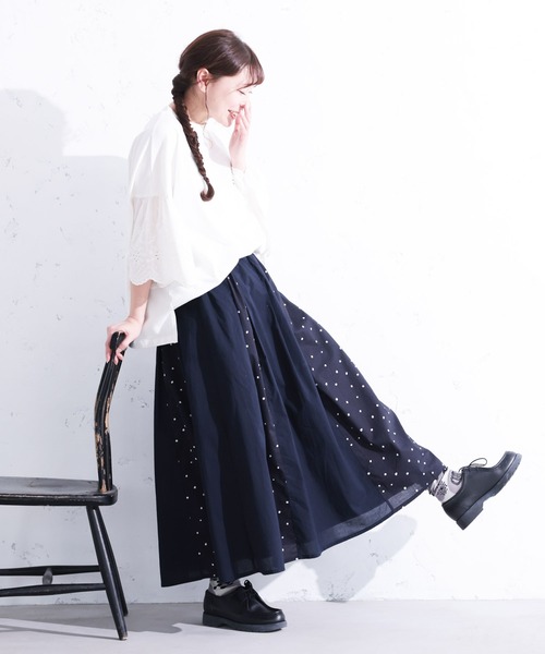 soulberry(ソウルベリー)の「「わがまま別注」夜空のスキマの星屑スカート(スカート・レディース・ネイビー・5L/4L/3L/LL/L/M)」の17枚目の写真