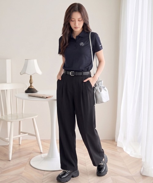 marie claire bis(マリクレール ビス)の「【marie claire bis/マリ・クレール ビス】別注 ポロシャツ 半袖 汗染み防止 刺繍ロゴ(ポロシャツ・レディース・ブラック/ホワイト/ピンク/ネイビー・M/3L/LL/L)」の9枚目の写真