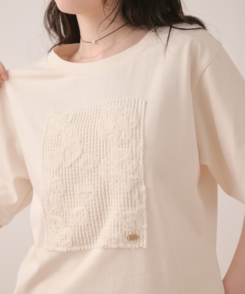loin nuit(ロワンニュイ)の「tull lace teeshirt / チュールレースTシャツ(Tシャツ/カットソー・レディース・ホワイト/ネイビー・FREE)」の10枚目の写真