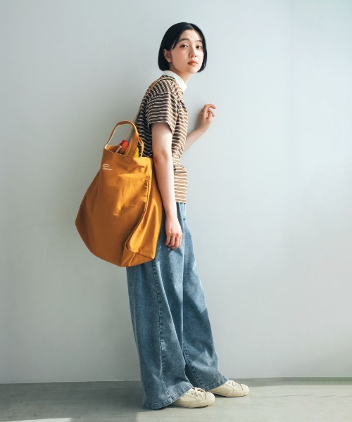 THREE FIFTY STANDARD（スリーフィフティースタンダード）の「ＴＨＲＥＥ　ＦＩＦＴＹ　ＳＴＡＮＤＡＲＤ　キャンバス素材のショルダー付きトートバッグ〈パンプキン〉（トートバッグ・レディース・オレンジ・ONE SIZE）」の3枚目の写真
