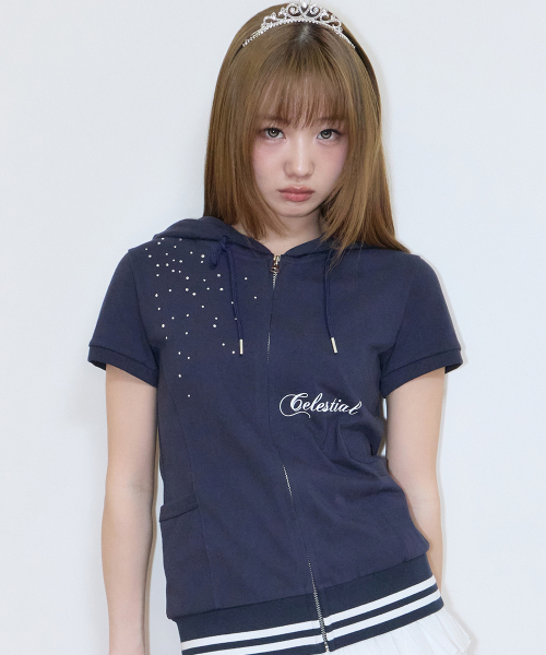 LUVISTRUE(ラヴイズトゥルー)の「SY ANGEL HOOD ZIP UP(NAVY)(パーカー・レディース・その他・FREE)」の2枚目の写真