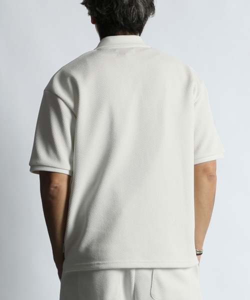 The DUFFER of ST.GEORGE(ザダファーオブセントジョージ)の「「AIR FLEX」HEAVY KANOKO RELAX FIT SKIPPER POLO:セットアップ対応 機能素材「エアフレックス」鹿の子スキッパーポロ(ポロシャツ・メンズ・ブラック/ホワイト/ネイビー・X-LARGE/LARGE/MEDIUM)」の11枚目の写真