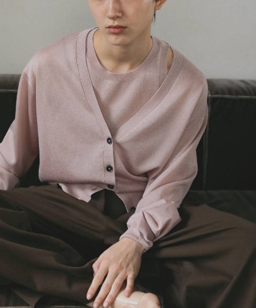 anuke(アンヌーク)の「Highgauge Sheer Cardigan 62610522(ニット/セーター・メンズ・グレイッシュベージュ/ブラウン/ピンク・FREE)」の3枚目の写真