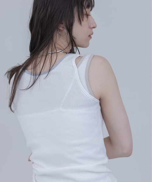 Eimee Law(エイミーロウ)の「レイヤードライクタンクトップ(タンクトップ・レディース・ブラック/ネイビー/オフホワイト・FREE)」の6枚目の写真