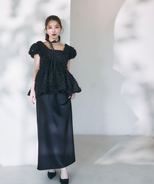 polaura（ポローラ）の「セミフレアサテンスカート（スカート）」 - WEAR