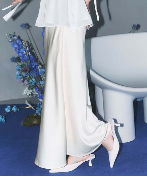 polaura（ポローラ）の「セミフレアサテンスカート（スカート）」 - WEAR