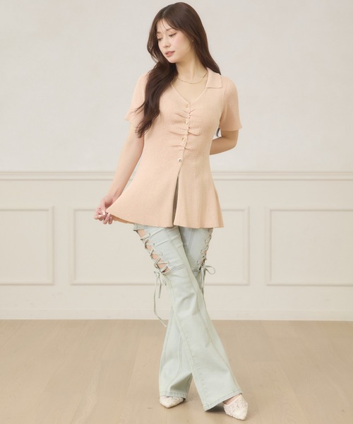 Ambre Neige（アンブルネージュ）の「side lace up flare denim pants / サイドレースアップフレアデニム（デニムパンツ・レディース・ライトブルー・MEDIUM/SMALL）」の15枚目の写真