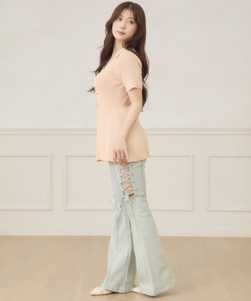 Ambre Neige（アンブルネージュ）の「side lace up flare denim pants / サイドレースアップフレアデニム（デニムパンツ・レディース・ライトブルー・MEDIUM/SMALL）」の16枚目の写真
