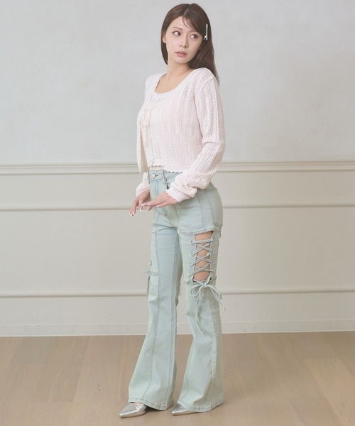 Ambre Neige（アンブルネージュ）の「side lace up flare denim pants / サイドレースアップフレアデニム（デニムパンツ・レディース・ライトブルー・MEDIUM/SMALL）」の5枚目の写真
