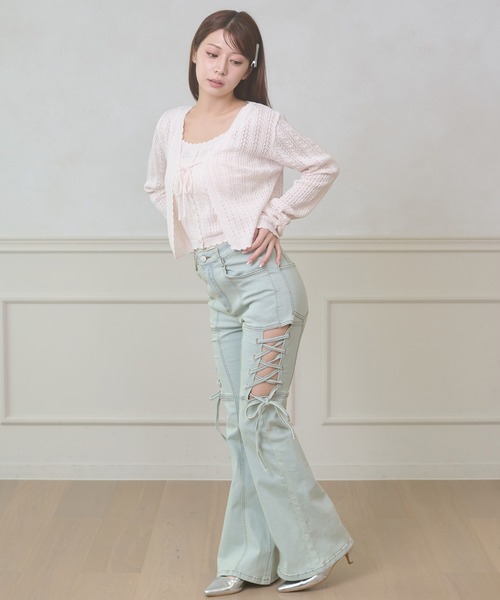 Ambre Neige（アンブルネージュ）の「side lace up flare denim pants / サイドレースアップフレアデニム（デニムパンツ・レディース・ライトブルー・MEDIUM/SMALL）」の6枚目の写真