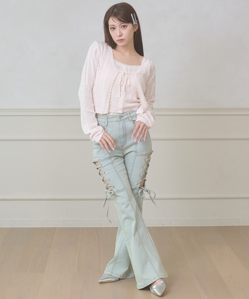 Ambre Neige（アンブルネージュ）の「side lace up flare denim pants / サイドレースアップフレアデニム（デニムパンツ・レディース・ライトブルー・MEDIUM/SMALL）」の7枚目の写真