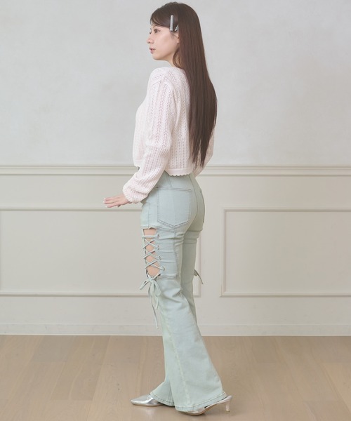 Ambre Neige（アンブルネージュ）の「side lace up flare denim pants / サイドレースアップフレアデニム（デニムパンツ・レディース・ライトブルー・MEDIUM/SMALL）」の8枚目の写真