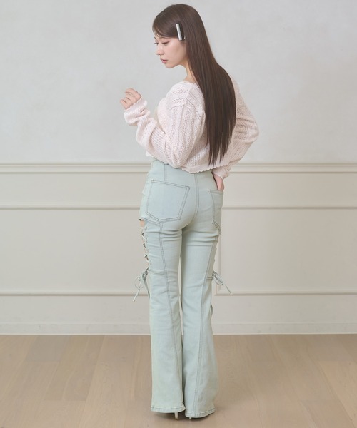 Ambre Neige（アンブルネージュ）の「side lace up flare denim pants / サイドレースアップフレアデニム（デニムパンツ・レディース・ライトブルー・MEDIUM/SMALL）」の9枚目の写真