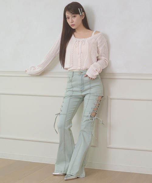 Ambre Neige（アンブルネージュ）の「side lace up flare denim pants / サイドレースアップフレアデニム（デニムパンツ・レディース・ライトブルー・MEDIUM/SMALL）」の4枚目の写真