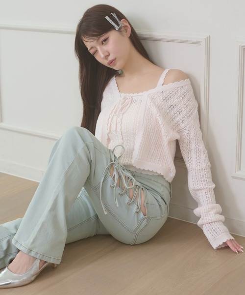 Ambre Neige（アンブルネージュ）の「side lace up flare denim pants / サイドレースアップフレアデニム（デニムパンツ・レディース・ライトブルー・MEDIUM/SMALL）」の2枚目の写真