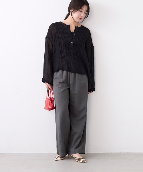 MICA&DEAL（マイカ＆ディール）の「ハイツイストドライタッチイージーパンツ〈2サイズ展開〉（その他パンツ・レディース・ネイビー/ベージュ/グレー・38/36）」の10枚目の写真