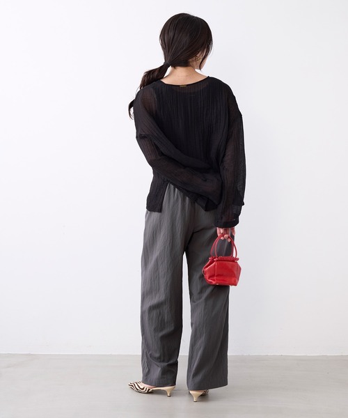 MICA&DEAL（マイカ＆ディール）の「ハイツイストドライタッチイージーパンツ〈2サイズ展開〉（その他パンツ・レディース・ネイビー/ベージュ/グレー・38/36）」の12枚目の写真