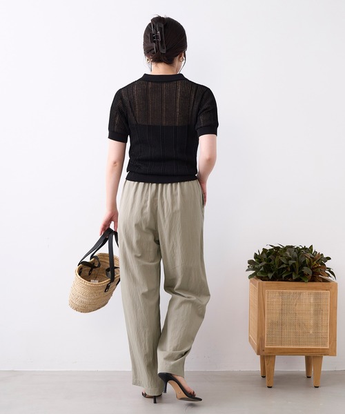 MICA&DEAL（マイカ＆ディール）の「ハイツイストドライタッチイージーパンツ〈2サイズ展開〉（その他パンツ・レディース・ネイビー/ベージュ/グレー・38/36）」の19枚目の写真