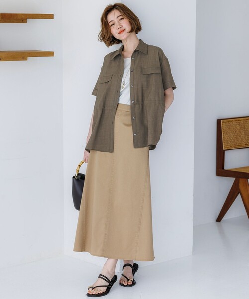 23区(ニジュウサンク)の「サスティナクールブッチャー ミリタリー シャツジャケット(シャツ/ブラウス・レディース・黄土色系/ダークブラウン系/カーキ系・38)」の10枚目の写真