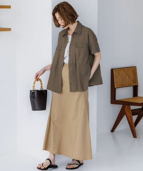 23区(ニジュウサンク)の「サスティナクールブッチャー ミリタリー シャツジャケット(シャツ/ブラウス・レディース・黄土色系/ダークブラウン系/カーキ系・38)」の11枚目の写真