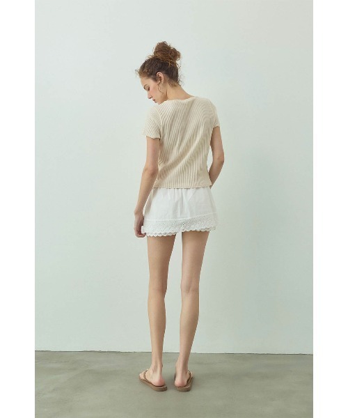 ALEXIA STAM(アリシアスタン)の「Lace Divided Skirt /レースキュロット(Tシャツ/カットソー・レディース・ブラック/ホワイト・M/S)」の5枚目の写真