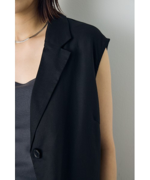 AZUL by moussy（アズールバイマウジー）の「【セットアップ対応】【身長/骨格別着用画像あり】リネンブレンドテーラードベスト（ベスト・レディース・ブラック/ベージュ/ブラウン・FREE）」の22枚目の写真