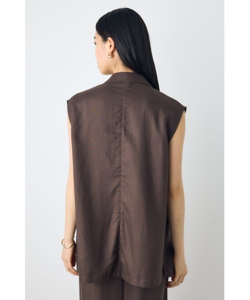 AZUL by moussy（アズールバイマウジー）の「【セットアップ対応】【身長/骨格別着用画像あり】リネンブレンドテーラードベスト（ベスト・レディース・ブラック/ベージュ/ブラウン・FREE）」の18枚目の写真
