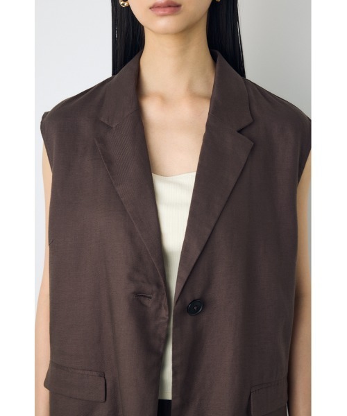 AZUL by moussy（アズールバイマウジー）の「【セットアップ対応】【身長/骨格別着用画像あり】リネンブレンドテーラードベスト（ベスト・レディース・ブラック/ベージュ/ブラウン・FREE）」の20枚目の写真