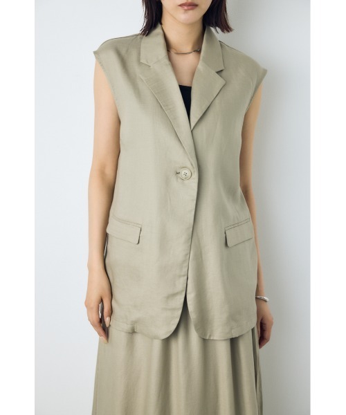 AZUL by moussy（アズールバイマウジー）の「【セットアップ対応】【身長/骨格別着用画像あり】リネンブレンドテーラードベスト（ベスト・レディース・ブラック/ベージュ/ブラウン・FREE）」の13枚目の写真