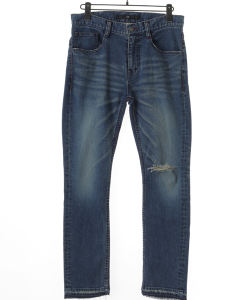 NO ID.(ノーアイディ)の「mp4173-ストレッチデニムUSED加工テーパードPT パンツ(デニムパンツ・メンズ・ブラック/インディゴブルー/ブルー系その他・2/1/3)」の2枚目の写真