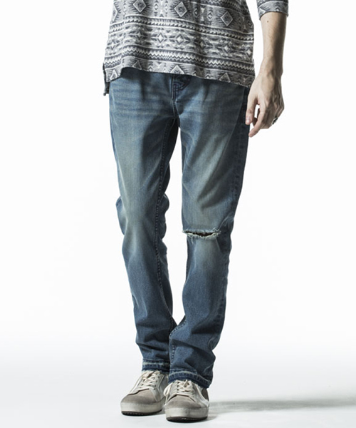 NO ID.(ノーアイディ)の「mp4173-ストレッチデニムUSED加工テーパードPT パンツ(デニムパンツ・メンズ・ブラック/インディゴブルー/ブルー系その他・2/1/3)」の16枚目の写真