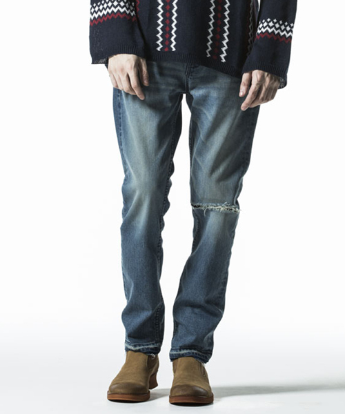 NO ID.(ノーアイディ)の「mp4173-ストレッチデニムUSED加工テーパードPT パンツ(デニムパンツ・メンズ・ブラック/インディゴブルー/ブルー系その他・2/1/3)」の17枚目の写真