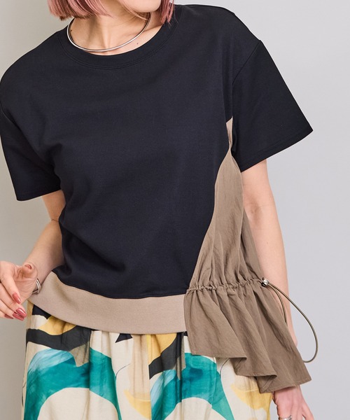 LHELBIE(レルビエ)の「ワークトップス(Tシャツ/カットソー・レディース・ブラック/ブラウン/オフホワイト・M)」の3枚目の写真
