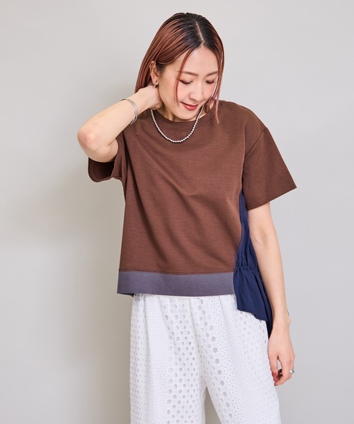 LHELBIE(レルビエ)の「ワークトップス(Tシャツ/カットソー・レディース・ブラック/ブラウン/オフホワイト・M)」の4枚目の写真