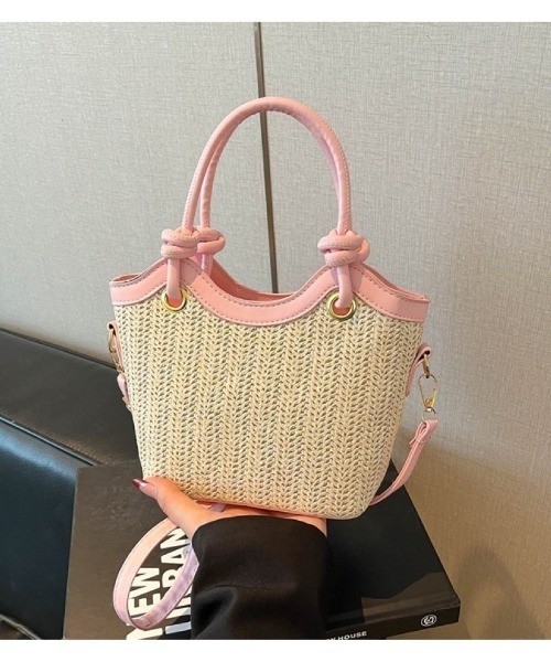 Ritzy(リッツィー)の「編みラフィア × レザー切替 2WAY ミニカゴバッグ(かごバッグ・レディース・ブラック・FREE)」の13枚目の写真