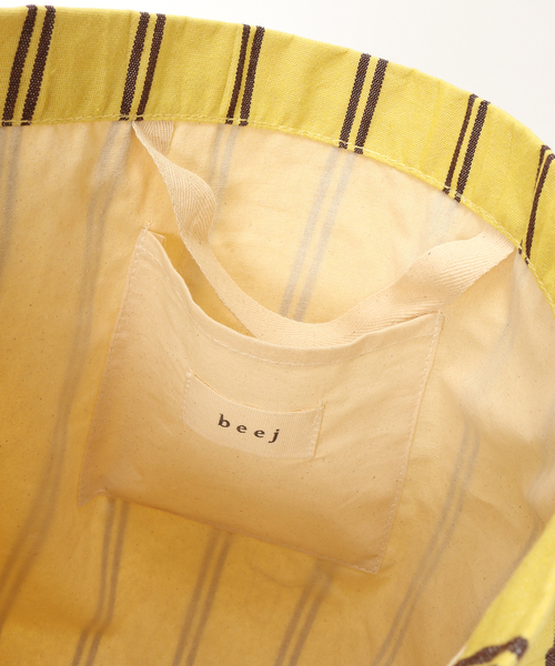 SLOBE IENA(スローブイエナ)の「beej / ビージ ストライプファブリックバッグ 26SSPWMIIT-018(トートバッグ・レディース・イエロー/ブラック/グリーン/ピンク・FREE)」の9枚目の写真
