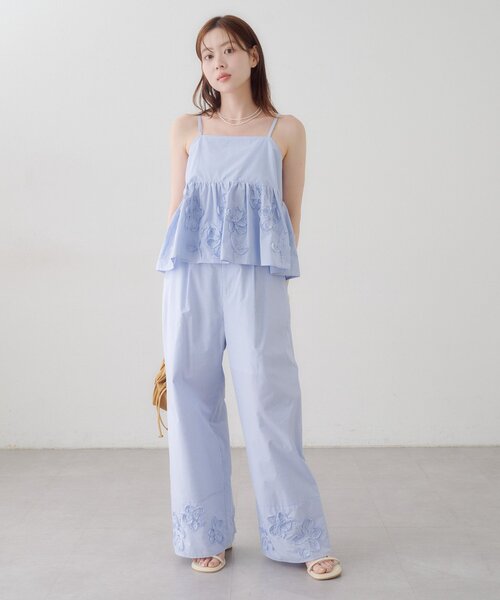 Kastane(カスタネ)の「【WEB先行/2サイズ展開/低身長サイズ】SETUPステッチ刺繍パンツ(その他パンツ・レディース・ネイビー/ブラック/ブルー・1/0)」の19枚目の写真