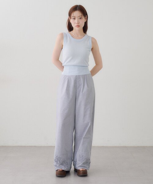 Kastane(カスタネ)の「【WEB先行/2サイズ展開/低身長サイズ】SETUPステッチ刺繍パンツ(その他パンツ・レディース・ネイビー/ブラック/ブルー・1/0)」の5枚目の写真
