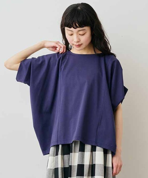 Live in comfort(リブインコンフォート)の「リブ イン コンフォート 遮熱・UVカット・接触冷感・吸汗速乾素材の ブラウス見えする変形ドルマンカットソートップス(Tシャツ/カットソー・レディース・ネイビー/ブルー/ホワイト・L/LL/3L)」の2枚目の写真