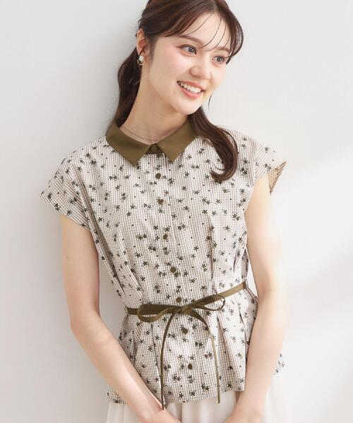 couture brooch(クチュールブローチ)の「【洗える】フラワープリント チェックシャツ(シャツ/ブラウス・レディース・ベージュ系1/ブラック系1・40/36/38/42)」の16枚目の写真