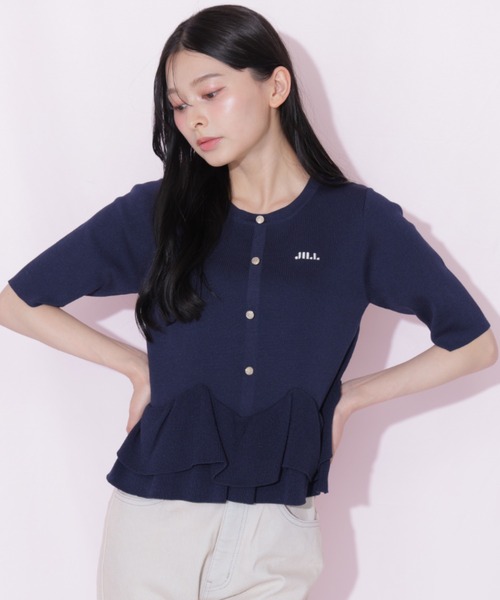 JILL by JILL STUART(ジルバイジルスチュアート)の「フリルペプラムニット(ニット/セーター・レディース・ホワイト/ブラック系その他/ネイビー・FREE)」の3枚目の写真