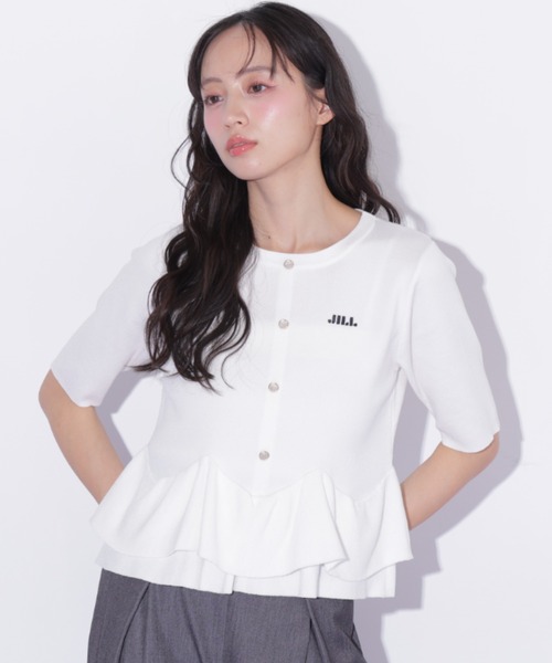 JILL by JILL STUART(ジルバイジルスチュアート)の「フリルペプラムニット(ニット/セーター・レディース・ホワイト/ブラック系その他/ネイビー・FREE)」の2枚目の写真
