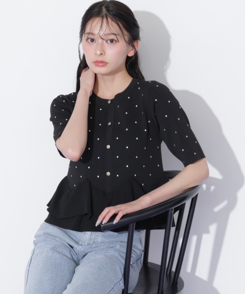 JILL by JILL STUART(ジルバイジルスチュアート)の「フリルペプラムニット(ニット/セーター・レディース・ホワイト/ブラック系その他/ネイビー・FREE)」の5枚目の写真