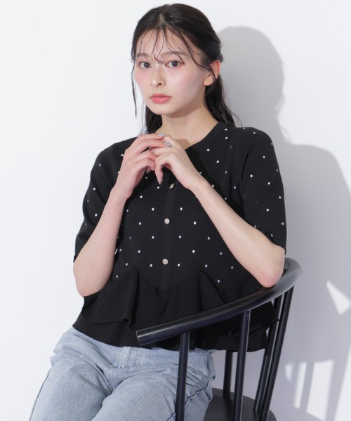 JILL by JILL STUART(ジルバイジルスチュアート)の「フリルペプラムニット(ニット/セーター・レディース・ホワイト/ブラック系その他/ネイビー・FREE)」の7枚目の写真