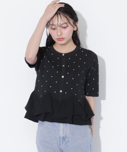 JILL by JILL STUART(ジルバイジルスチュアート)の「フリルペプラムニット(ニット/セーター・レディース・ホワイト/ブラック系その他/ネイビー・FREE)」の10枚目の写真