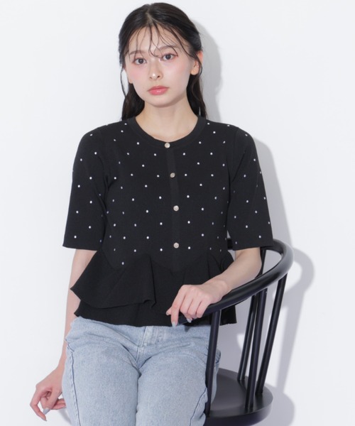 JILL by JILL STUART(ジルバイジルスチュアート)の「フリルペプラムニット(ニット/セーター・レディース・ホワイト/ブラック系その他/ネイビー・FREE)」の6枚目の写真