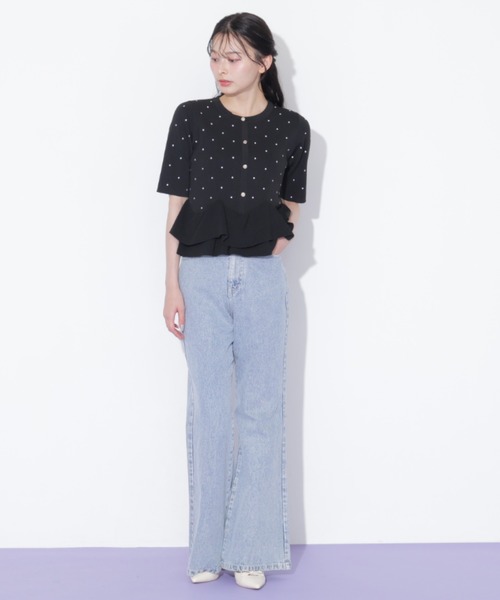 JILL by JILL STUART(ジルバイジルスチュアート)の「フリルペプラムニット(ニット/セーター・レディース・ホワイト/ブラック系その他/ネイビー・FREE)」の11枚目の写真